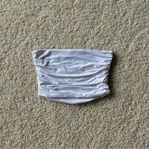 White Zara Cropped Cinched Tube Top